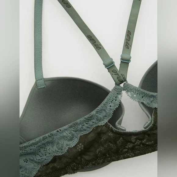 🍸AERIE REAL HAPPY DEMI LIGHTLY LINED LACE BRA SIZE 36C - Picture 4 of 10